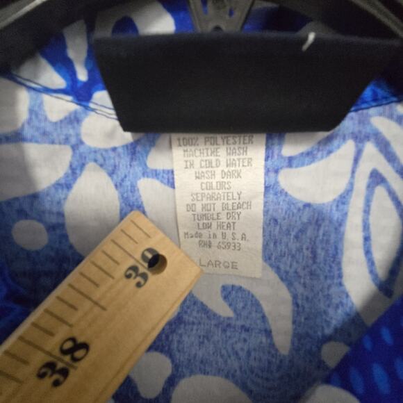 Pointzero Tropical Hawaiian Mens Shirt Large Blue With Flowers - Picture 3 of 10